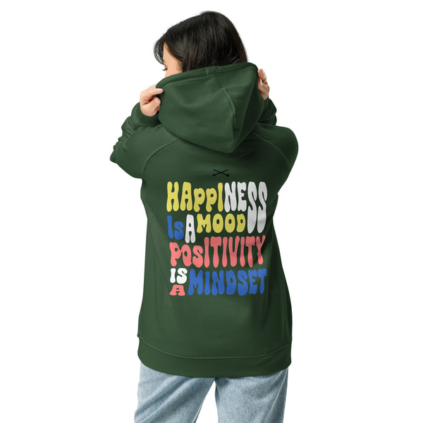 HAPPINESS IS A MOOD Unisex eco raglan hoodie