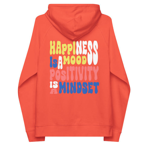 HAPPINESS IS A MOOD Unisex eco raglan hoodie